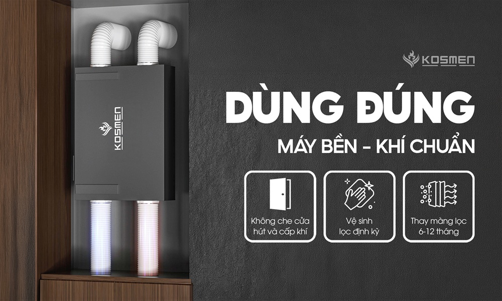 Lưu ý an toàn khi sử dụng máy cấp khi tươi và lọc không khí Kosmen KM-A300 Pro.
