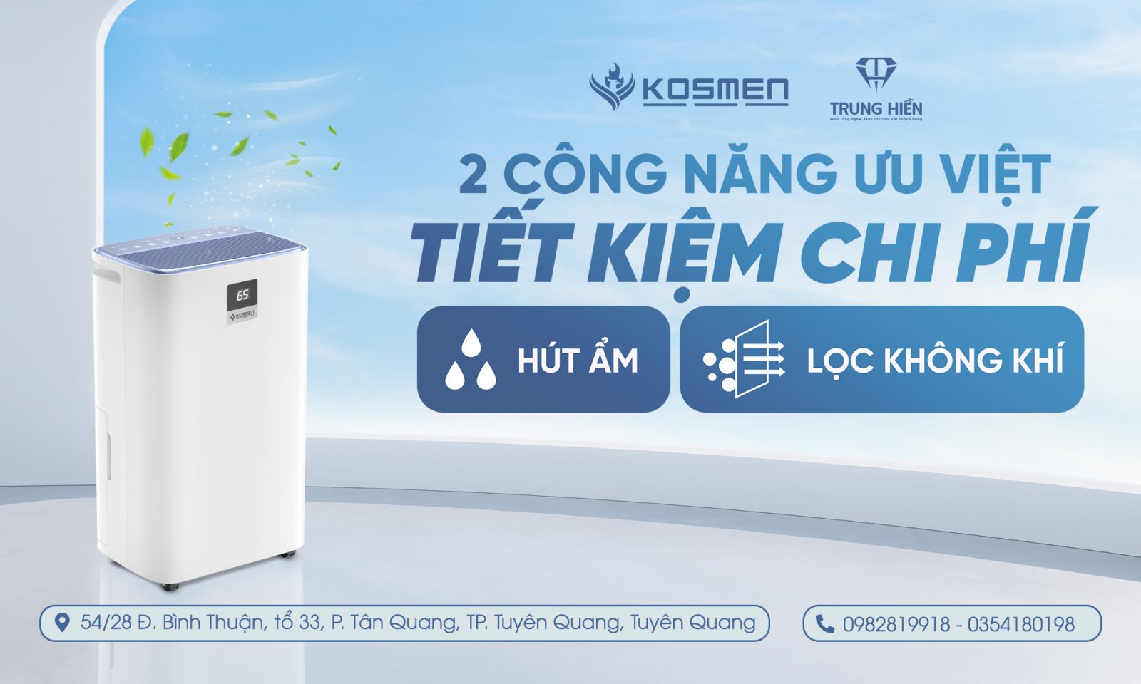 M&aacute;y lọc kh&ocirc;ng kh&iacute; v&agrave; h&uacute;t ẩm Kosmen - hai c&ocirc;ng năng ưu việt, tiết kiệm chi ph&iacute; 