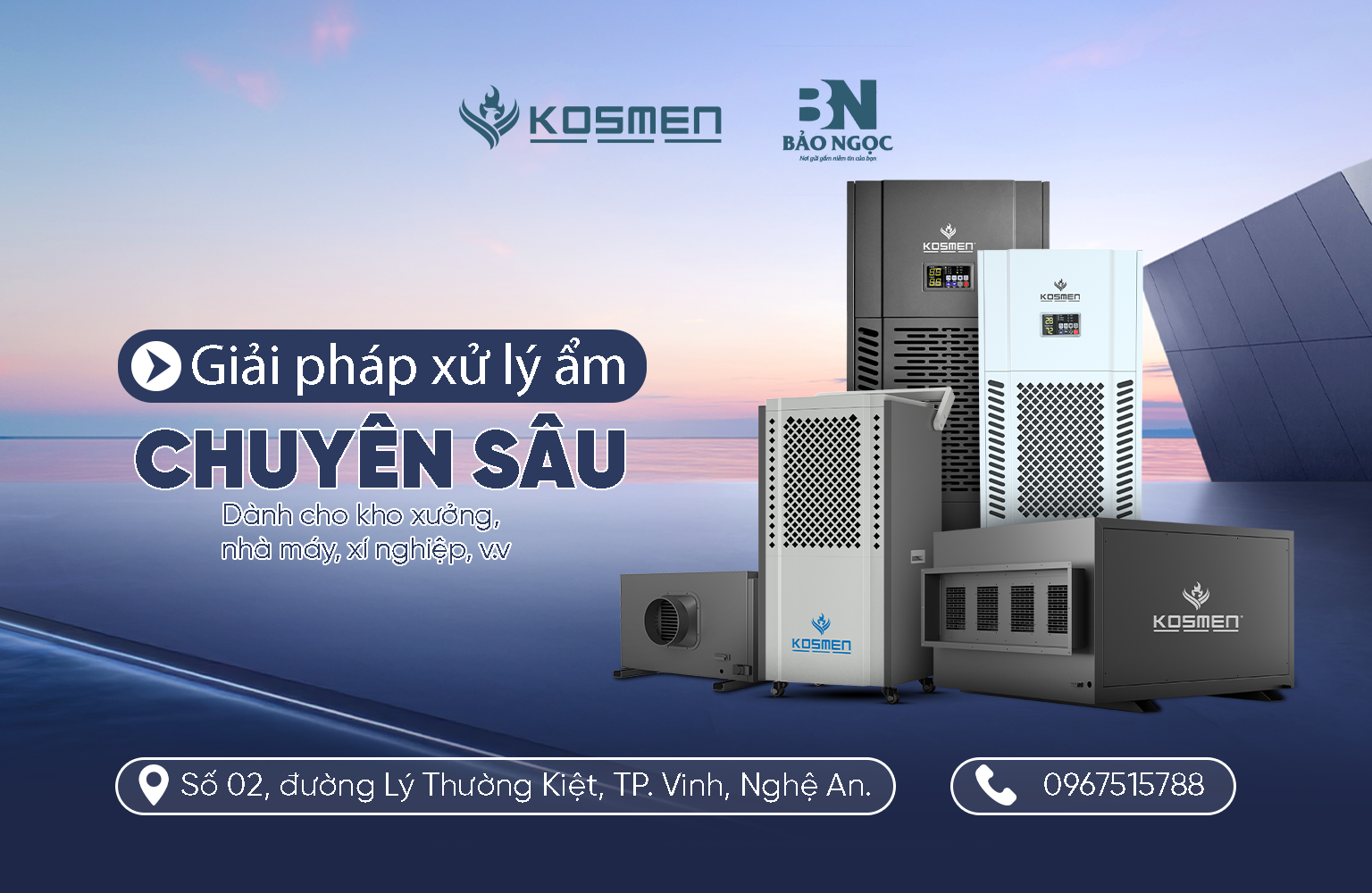 C&aacute;c d&ograve;ng m&aacute;y h&uacute;t ẩm c&ocirc;ng nghiệp v&agrave; treo trần đa dạng c&ocirc;ng suất được  Bảo Ngọc ph&acirc;n phối