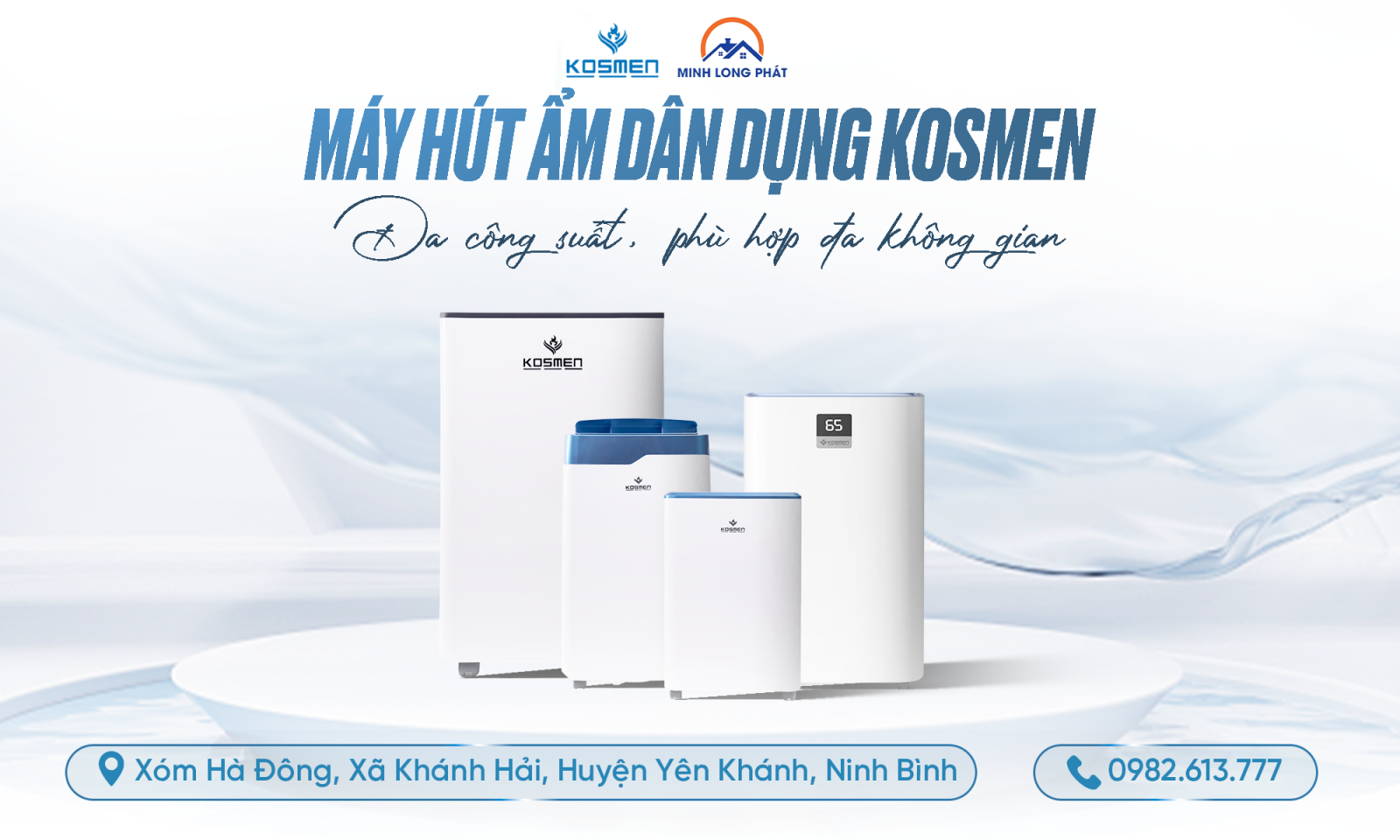 C&aacute;c sản phẩm m&aacute;y h&uacute;t ẩm d&acirc;n dụng Kosmen được Minh Long Ph&aacute;t ph&acirc;n phối