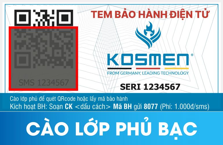 Người d&ugrave;ng tiến h&agrave;nh c&agrave;o lớp phủ bạc ở g&oacute;c tr&aacute;i team bảo h&agrave;nh để lộ ra m&atilde; QR code