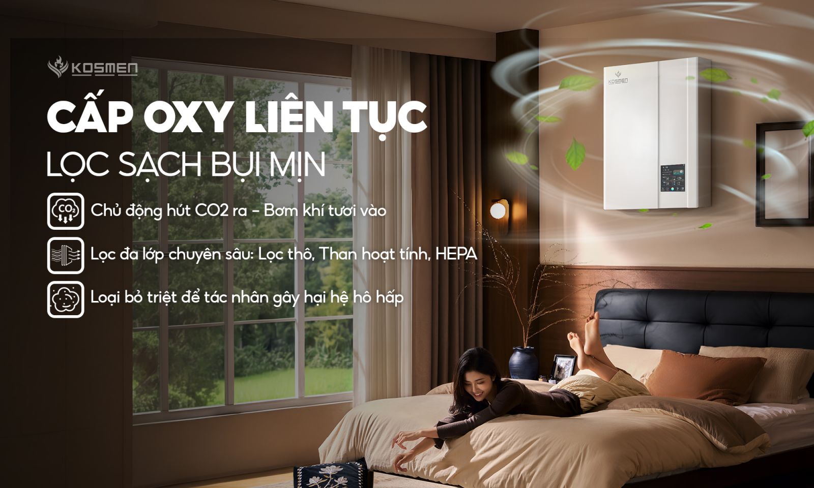 Máy cấp khí tươi và lọc không khí Kosmen-KM-A150 vận hành bền bỉ, duy trì luồng khí tươi sạch cho không gian sống 