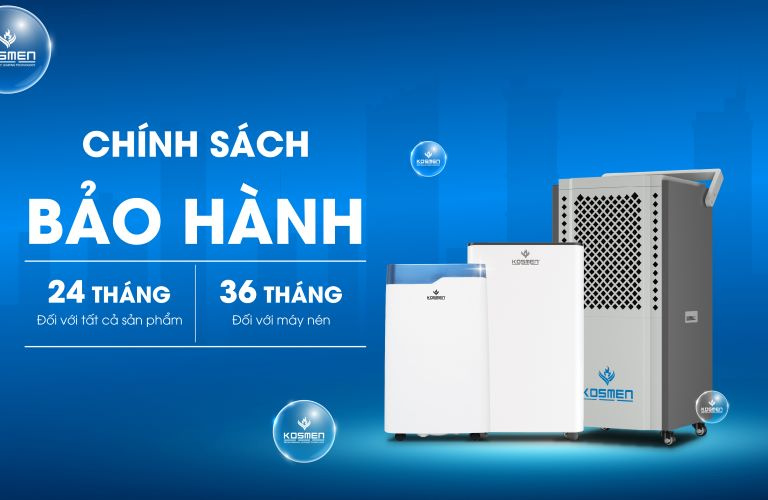 Chính sách bảo hành đối với tất cả các sản phẩm máy hút ẩm Kosmen