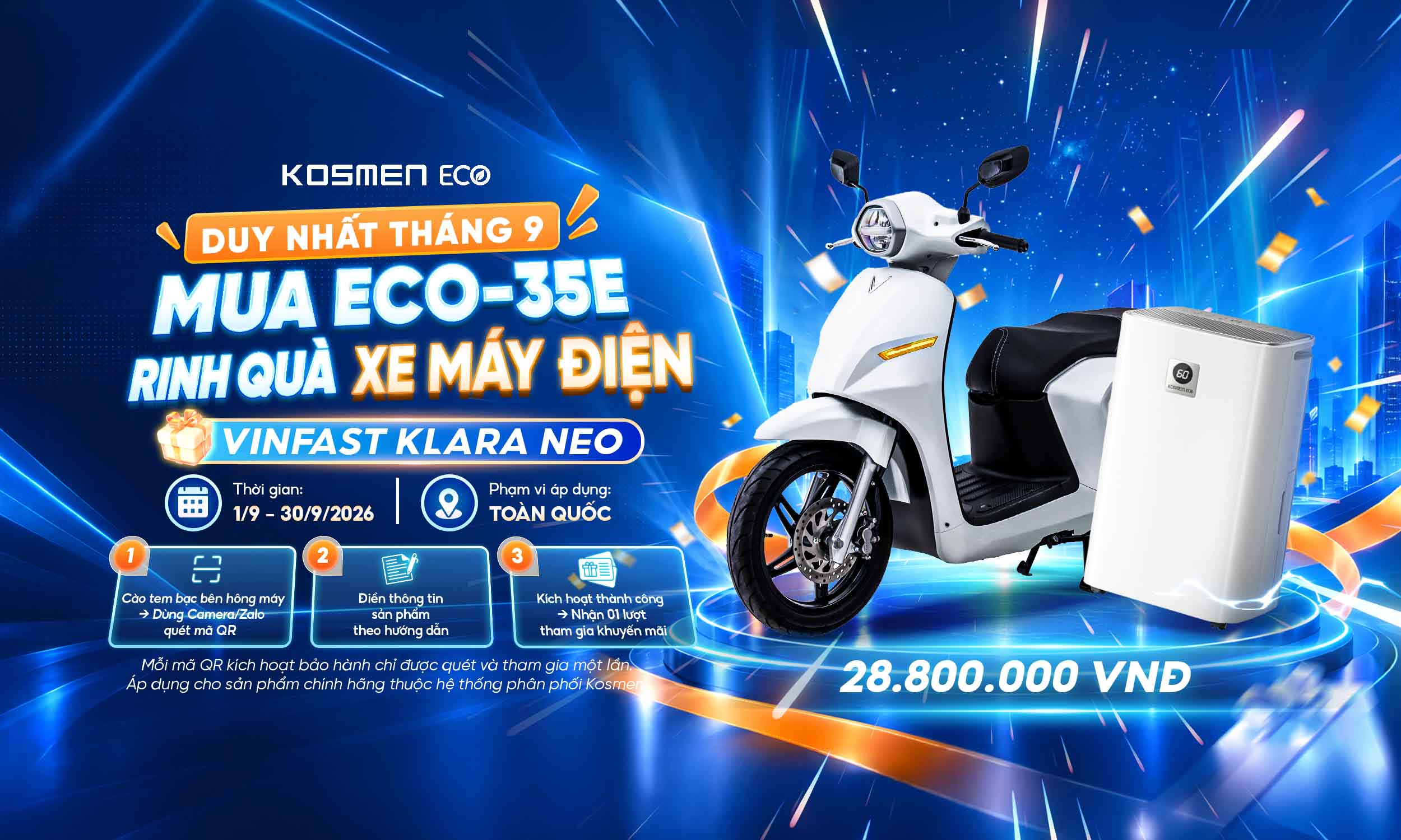 Mua ECO-35E Tháng 9 – Cơ Hội Sở Hữu VinFast KLARA NEO