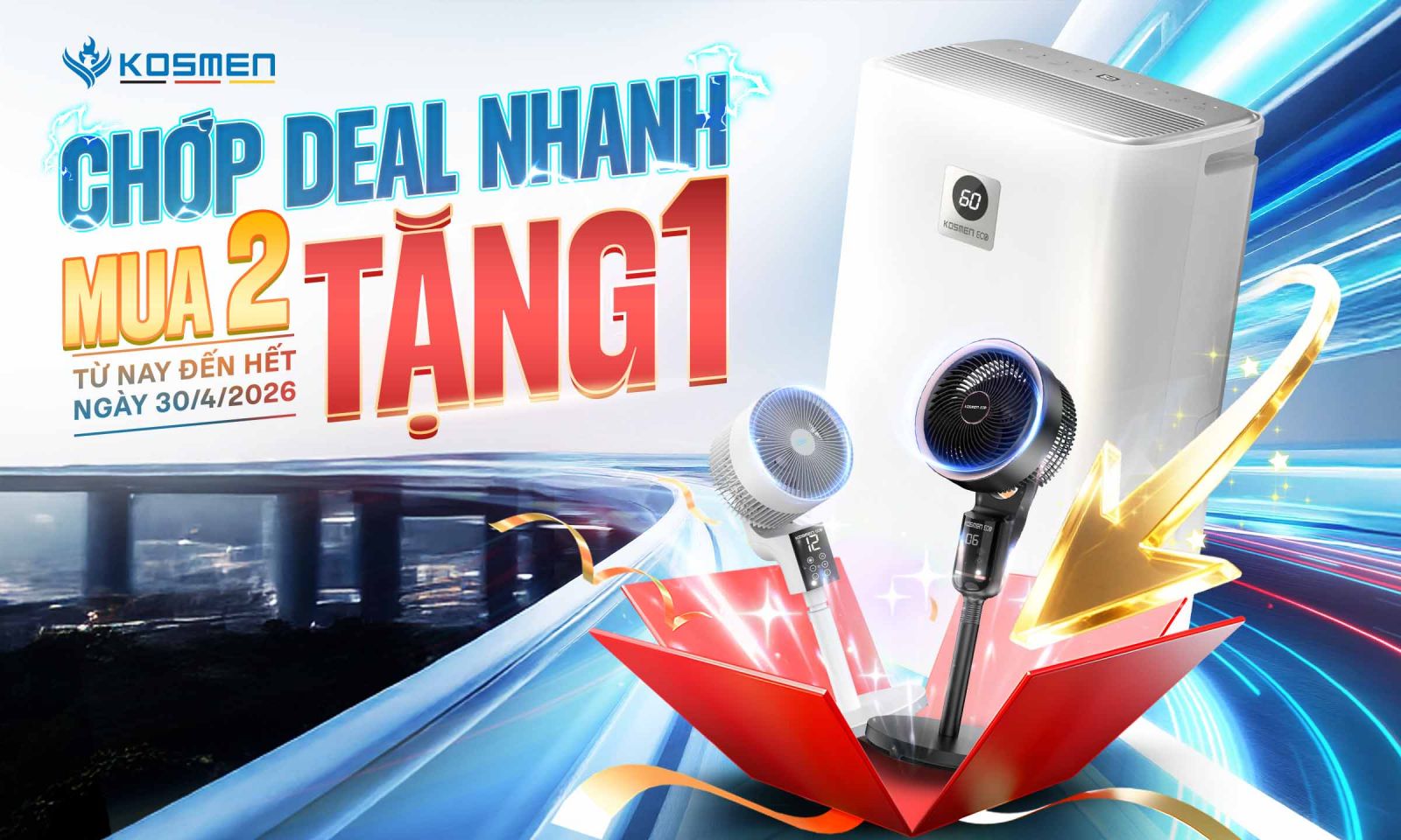 Chớp deal nhanh - mua 2 máy hút ẩm tặng 1 quạt thông minh