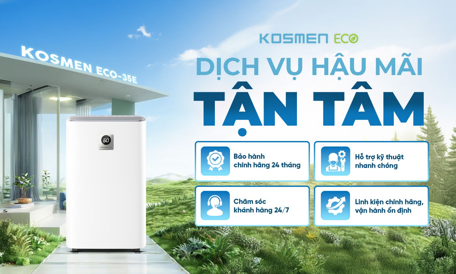 Dịch vụ hậu mãi tận tâm cho khách hàng khi mua sản phẩm chính hãng Kosmen ECO