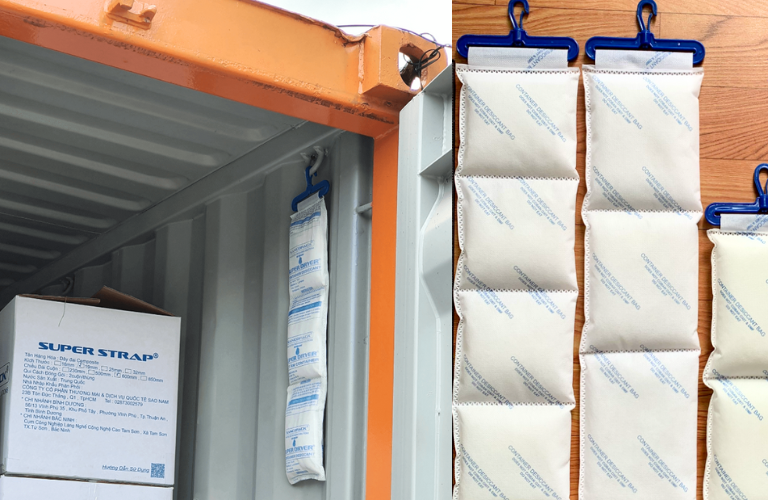 Sử dụng túi hút ẩm trong thùng container vận chuyển hàng hải