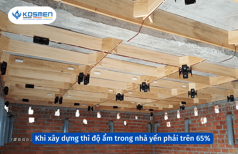 Khi x&acirc;y dựng nh&agrave; nu&ocirc;i yến th&igrave; độ ẩm trong nh&agrave; yến phải tr&ecirc;n 65%