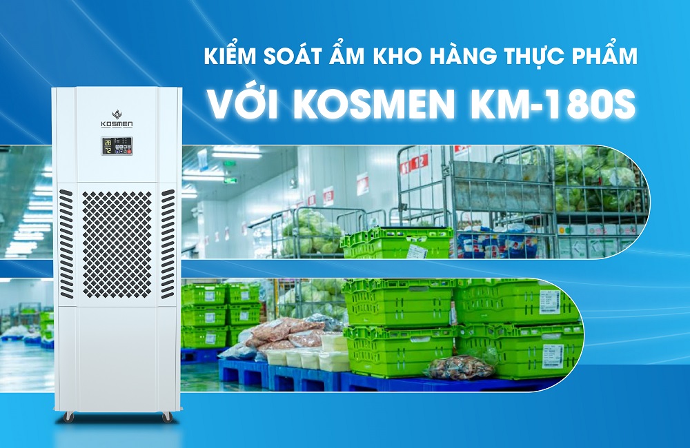 M&aacute;y h&uacute;t ẩm tại H&agrave; Tĩnh Kosmen KM - 180S h&uacute;t ẩm nhanh ch&oacute;ng trong kh&ocirc;ng gian l&ecirc;n đến 250m&sup2;