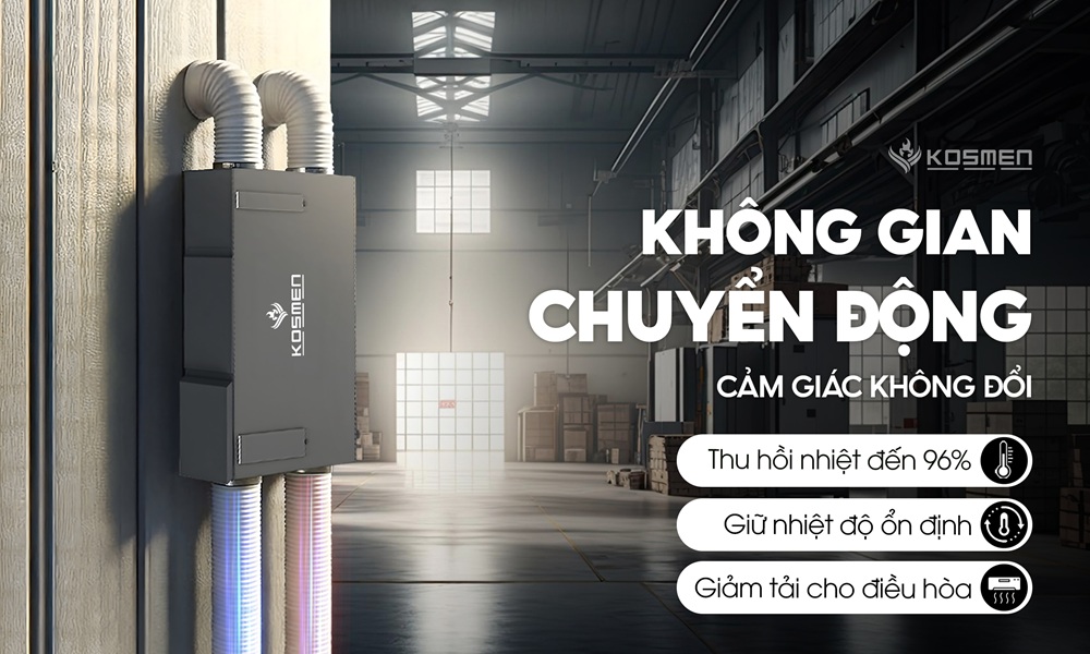 Máy cấp khi tươi và lọc không khí Kosmen KM-A300 Pro góp phần tiết kiệm điện năng và duy trì môi trường ổn định.