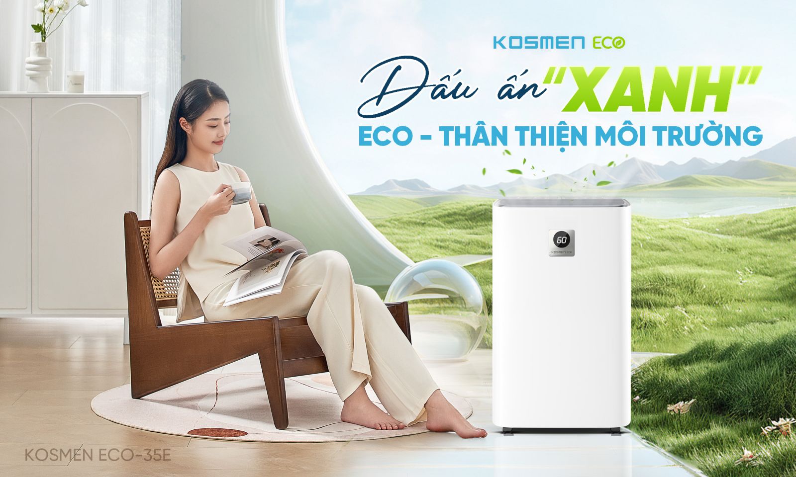 Máy lọc không khí và hút ẩm Kosmen ECO-35E hướng tới lối sống xanh, tiết kiệm điện năng