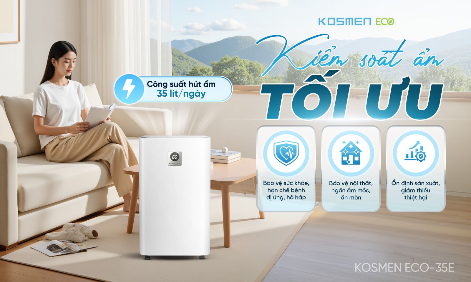 Kosmen ECO-35E kiểm soát ẩm tối ưu cho đa không gian