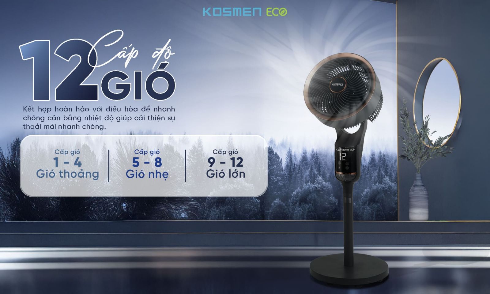 Kosmen ECO-F40Al 12 Mức Gió Cho Mọi Khoảnh Khắc Thư Giãn