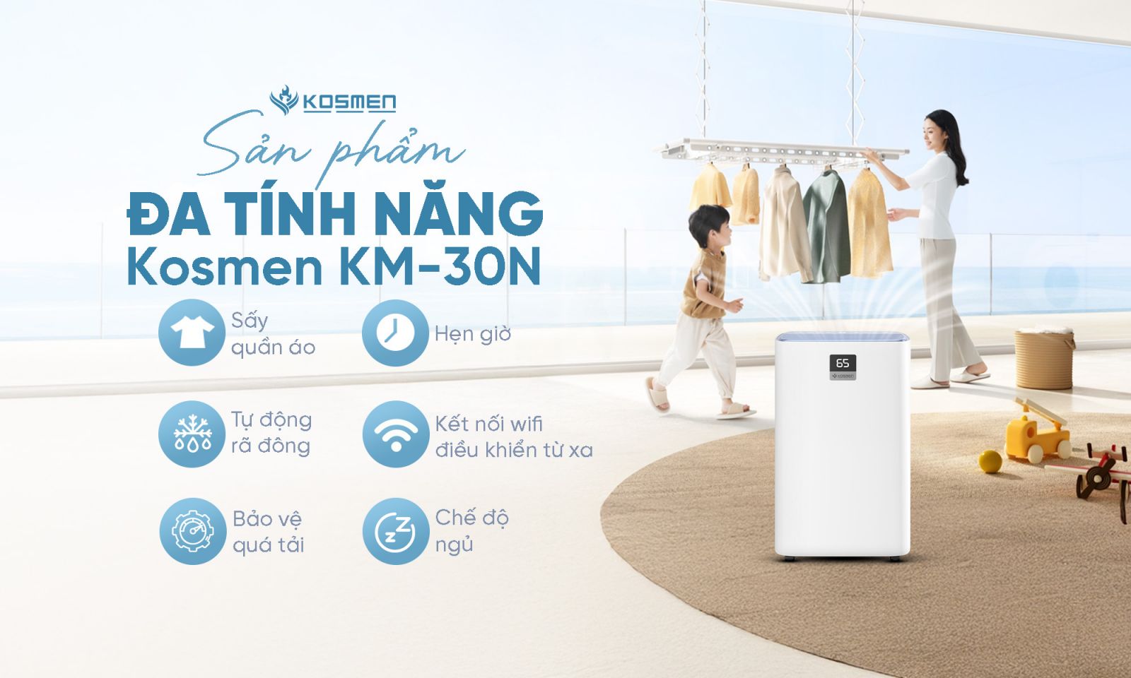 Kosmen KM-30N t&iacute;ch hợp đa t&iacute;nh năng hiện đại, tối ưu h&oacute;a trải nghiệm người d&ugrave;ng