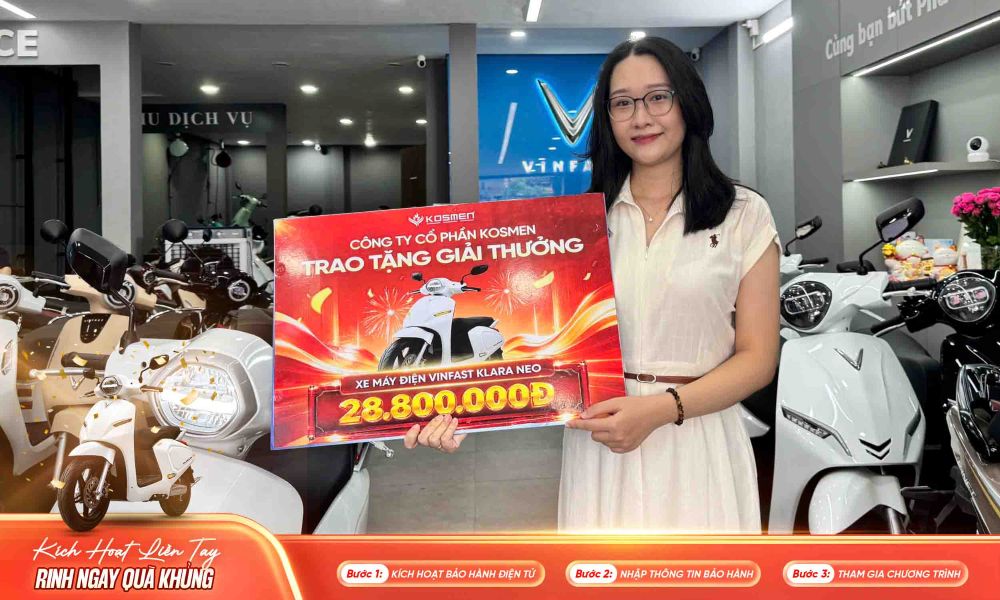  Kosmen tổ chức trao tặng xe m&aacute;y điện VinFast KLARA NEO cho kh&aacute;ch h&agrave;ng may mắn