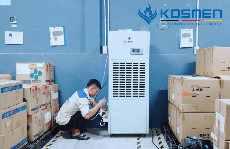 Lắp đặt máy hút công nghiệp Kosmen KM-180S trong kho sản xuất