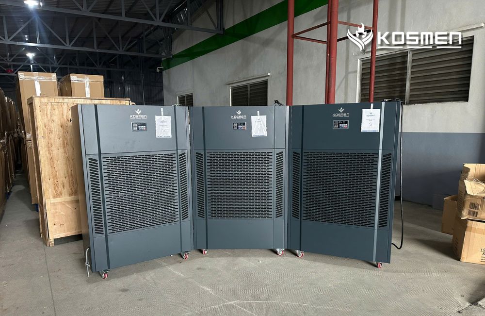 Lắp Đặt Máy Hút Ẩm Kiểm Soát Ẩm Cho Kho Sản Xuất Hàng Dệt May