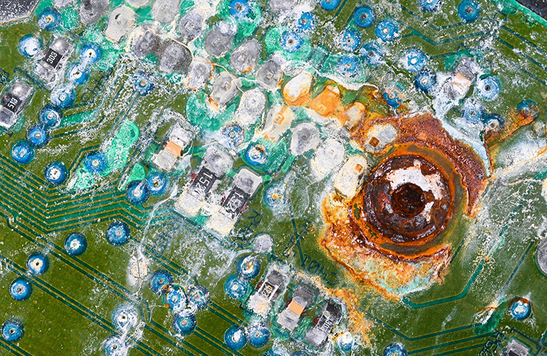 Linh kiện điện tử bị ăn m&ograve;n do độ ẩm cao 