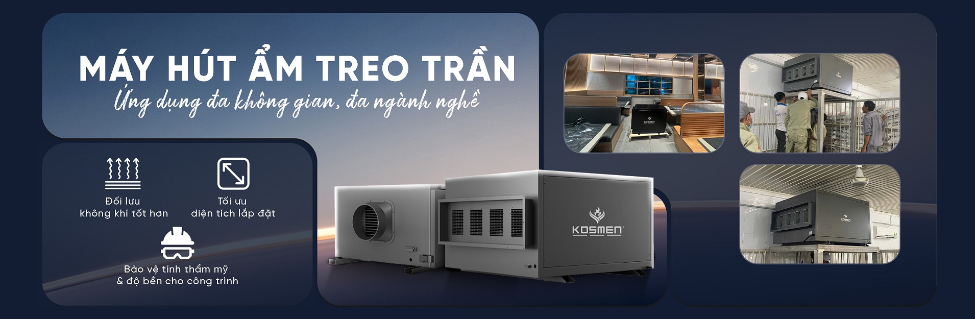 Máy hút ẩm treo trần Kosmen thương hiệu Đức