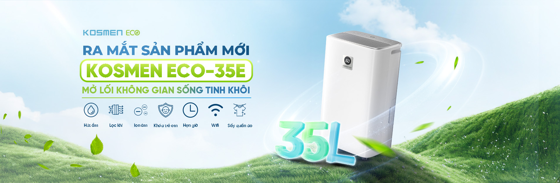 Ra mắt máy hút ẩm lọc không khí Kosmen ECO-35E