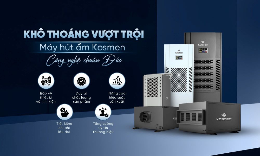 Máy hút ẩm công nghiệp Kosmen có đa dạng công suất và mẫu mã