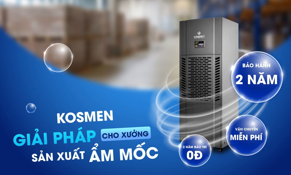 Máy hút ẩm Kosmen công nghệ Đức bảo hành 24 tháng và 36 tháng với máy nén