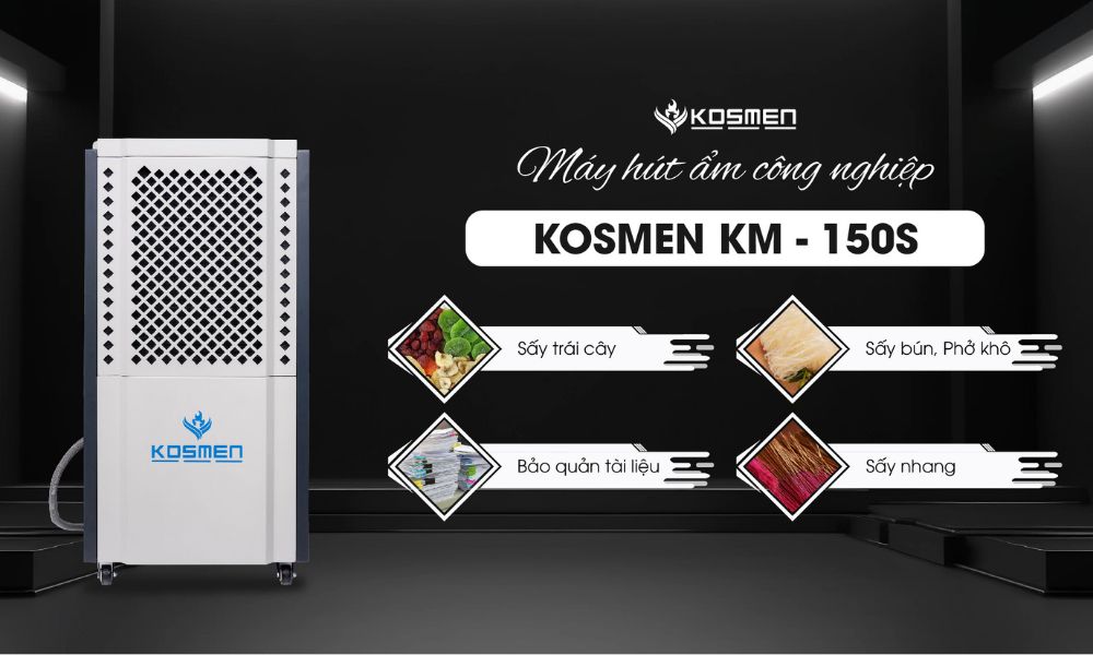 Máy hút ẩm Kosmen KM-150S công suất mạnh mẽ giúp ngăn ngừa sự phát triển của các loại vi khuẩn, nấm mốc