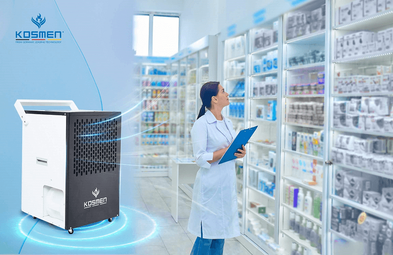Máy hút ẩm Kosmen điều chỉnh độ ẩm thích hợp để bảo quản các loại thuốc, dược liệu