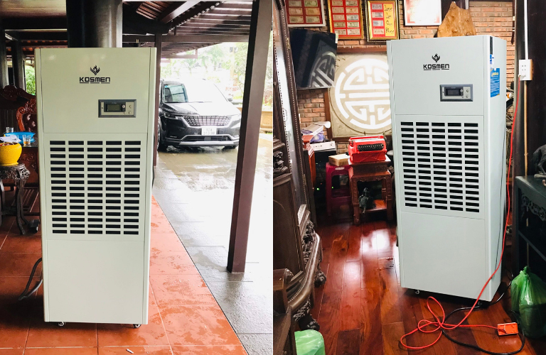 Lắp đặt m&aacute;y h&uacute;t ẩm Kosmen KM-180S bảo quản nh&agrave; gỗ