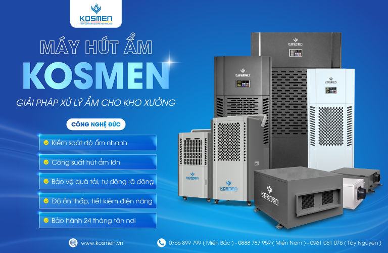 Máy hút ẩm công suất 480L/ ngày phù hợp cho diện tích 600 - 800m²