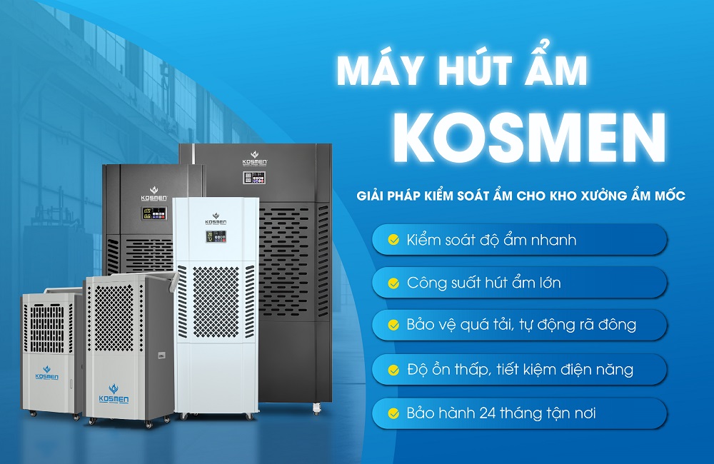 Máy hút ẩm kiểm soát độ ẩm an toàn cho kho hàng hóa