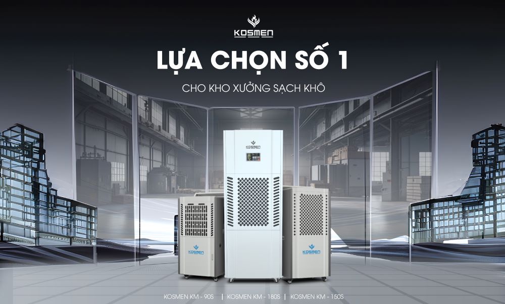 M&aacute;y h&uacute;t ẩm Kosmen - Kiểm so&aacute;t độ ẩm kho h&agrave;ng h&oacute;a chống ẩm mốc