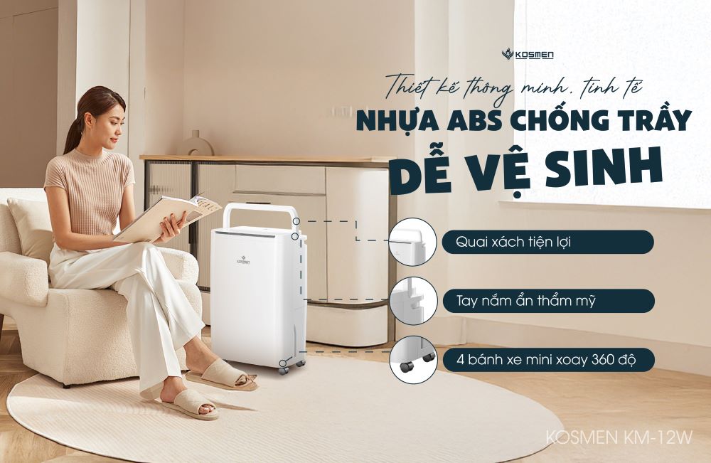 Máy hút ẩm Kosmen KM-12W thiết kế thông minh, sang trọng