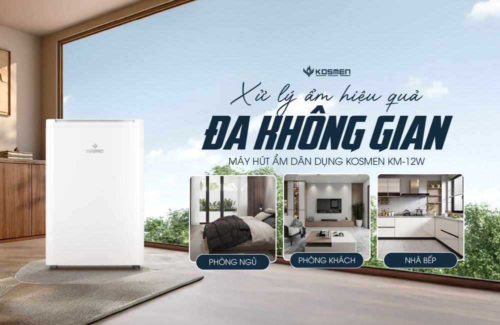 Máy hút ẩm Kosmen KM-12W phù hợp sử dụng trong nhiều không gian khác nhau