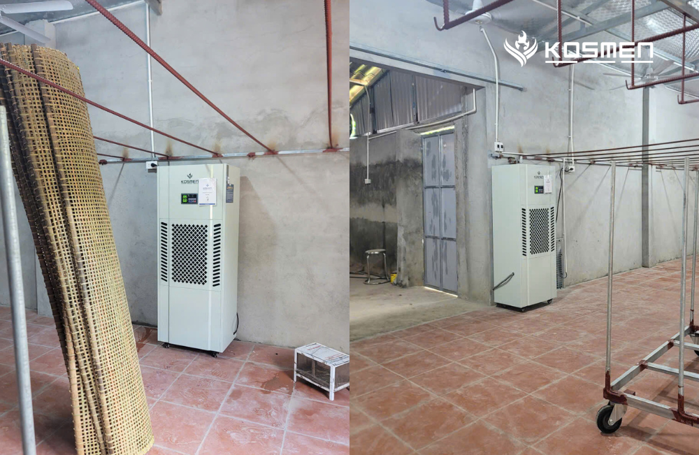 Lắp đặt máy hút ẩm Kosmen KM-180S xử lý ẩm trong xưởng sản xuất bánh đa