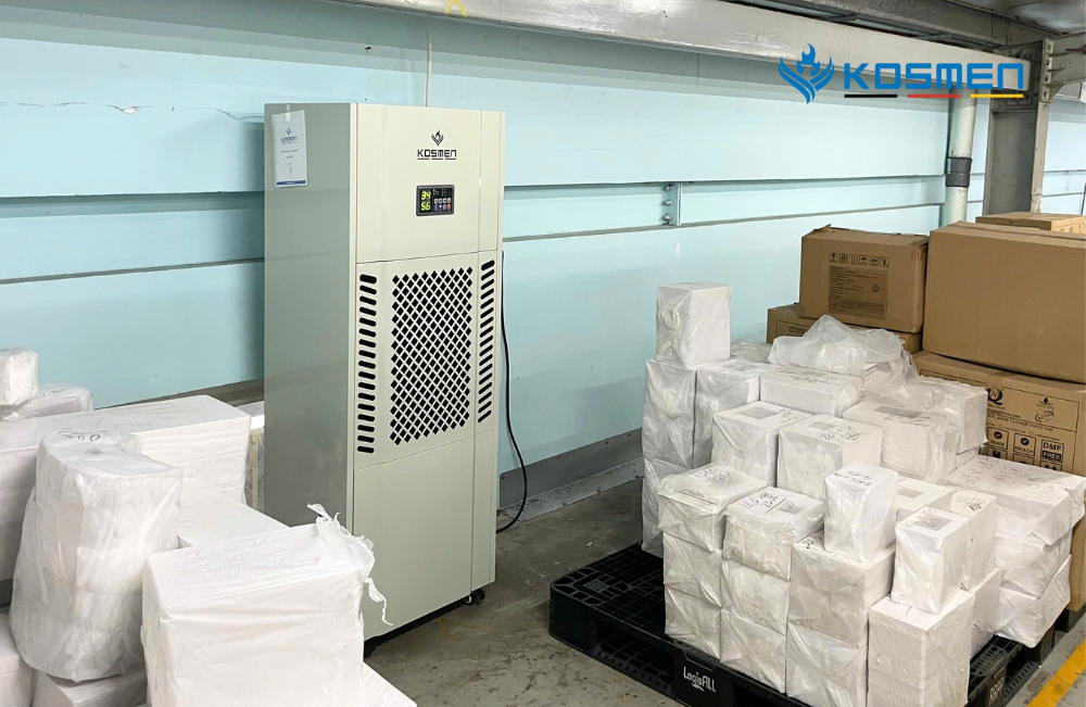 Lắp đặt máy hút ẩm công nghiệp Kosmen KM-180S bảo quản bao bì giấy
