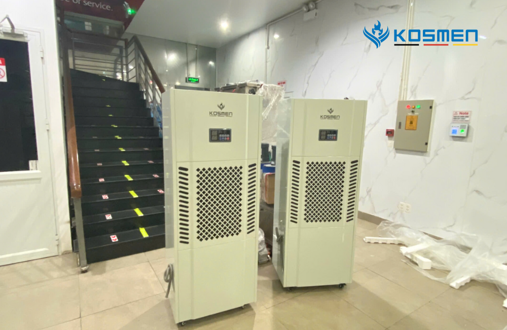 Lắp đặt m&aacute;y h&uacute;t ẩm Kosmen KM-180S bảo quản c&agrave; ph&ecirc; bột, c&agrave; ph&ecirc; rang xay