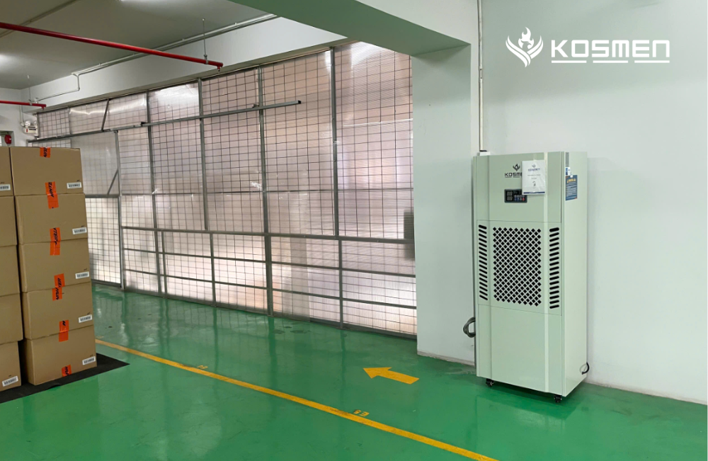Lắp đặt máy hút ẩm bảo quản kho thành phẩm giày dép
