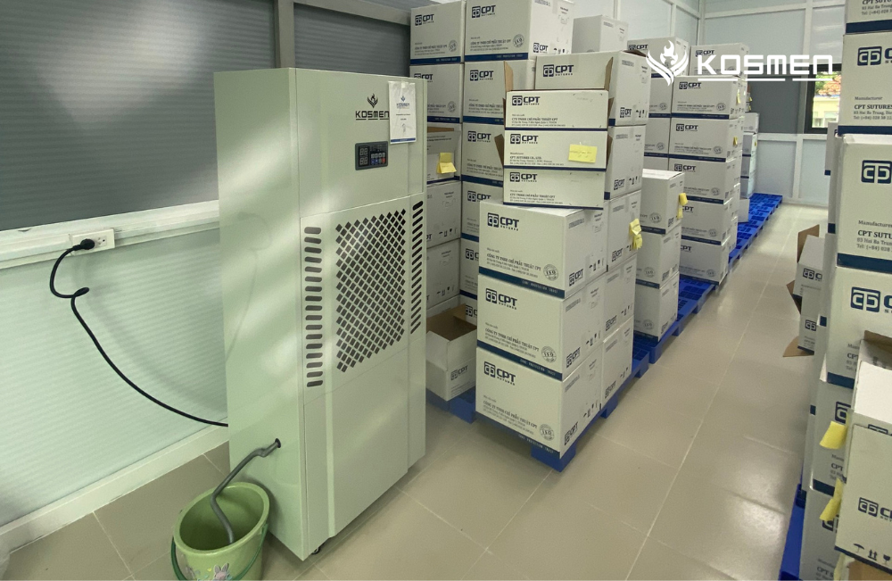 Dự &aacute;n lắp đặt m&aacute;y h&uacute;t ẩm Kosmen KM-180S để bảo quản sản phẩm tại kho lưu trữ