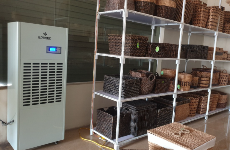 M&aacute;y h&uacute;t ẩm Kosmen KM-180S được ứng dụng để sấy v&agrave; bảo quản m&acirc;y tre đan