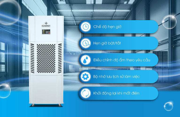 Máy hút ẩm Kosmen KM-180S được tích hợp đa dạng tính năng hiện đại