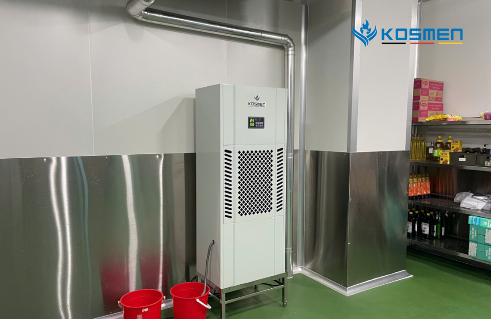 Lắp đặt máy hút ẩm Kosmen xử lý ẩm kho xưởng lưu trữ hàng hóa tại Long An