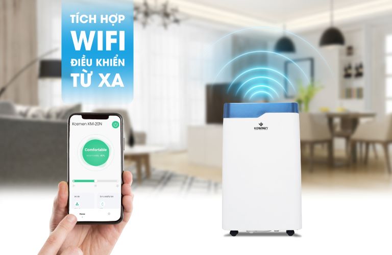 M&aacute;y h&uacute;t ẩm Kosmen đều được t&iacute;ch hợp t&iacute;nh năng kết nối wifi th&ocirc;ng minh