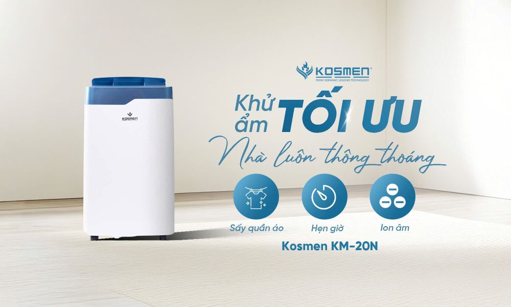 Máy hút ẩm Kosmen KM-20N đảm bảo khả năng kiểm soát ẩm nhanh và hiệu quả