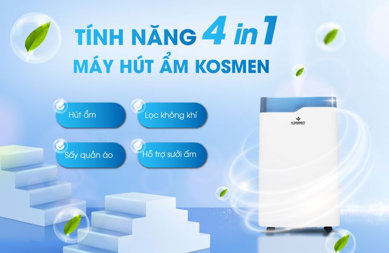 M&aacute;y h&uacute;t ẩm d&acirc;n dụng Kosmen được t&iacute;ch hợp t&iacute;nh năng 4 trong 1 th&ocirc;ng minh