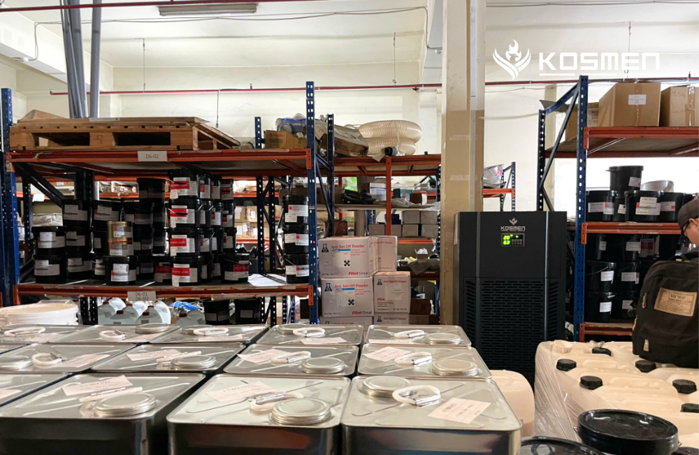 Dự án lắp đặt máy hút ẩm kiểm soát ẩm kho bao bì giấy