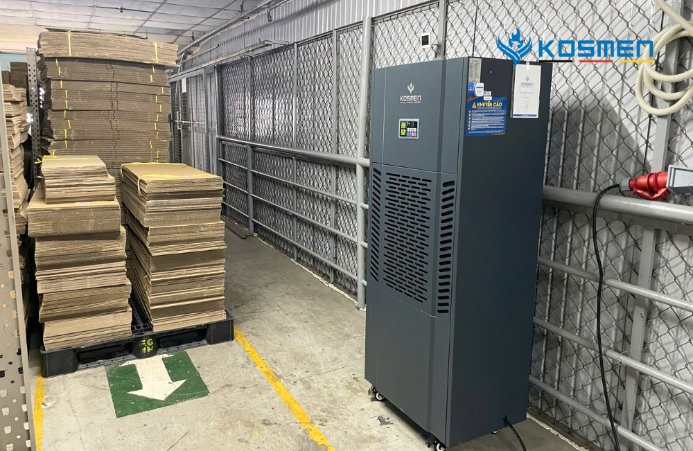 Lắp đặt máy hút ẩm công nghiệp Kosmen KM-250S bảo quản bao bì giấy