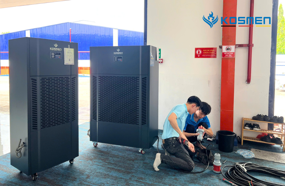 Lắp đặt máy hút ẩm Kosmen KM-480S để xử lý ẩm khu vực sản xuất máy bay không người lái