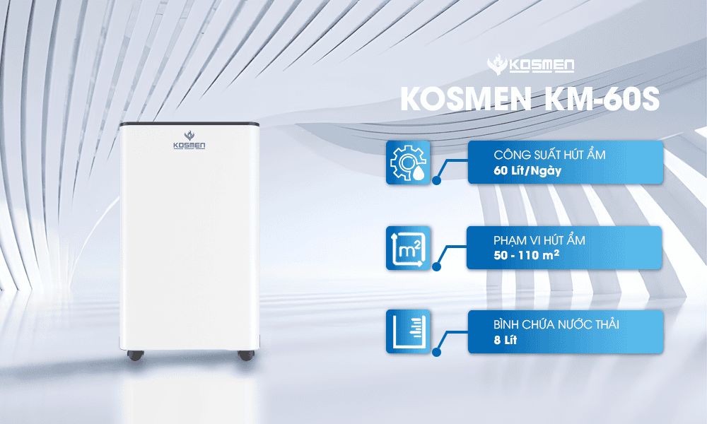Xua tan nồm ẩm kh&oacute; chịu với m&aacute;y h&uacute;t ẩm Kosmen KM-60S