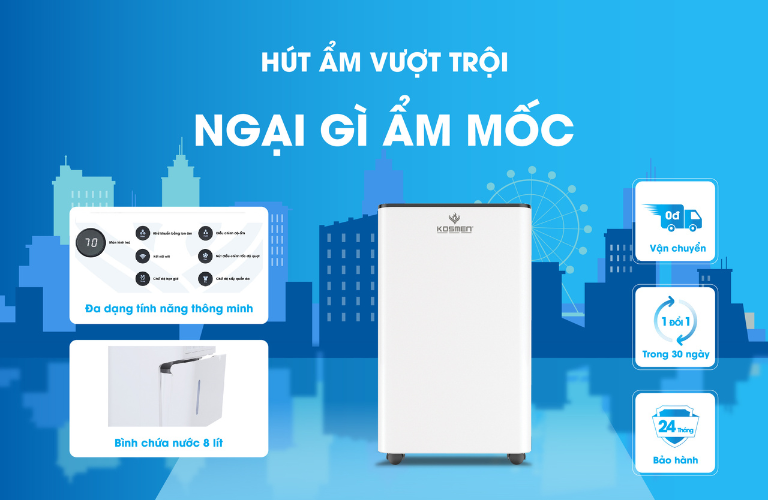 Máy hút ẩm Kosmen KM-60S là sự lựa chọn hoàn hảo để xử lý ẩm trong phạm vi nhà hoặc văn phòng làm việc
